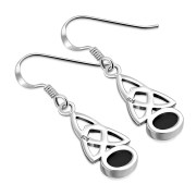 Black Onyx Trinity Knot Silver Earrings - e341